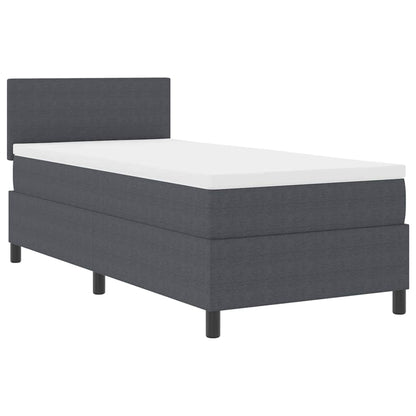 Box Spring Seng Mørkegrå Og Hvid 203 90 88 Cm Corduroy Stof - Billede 2