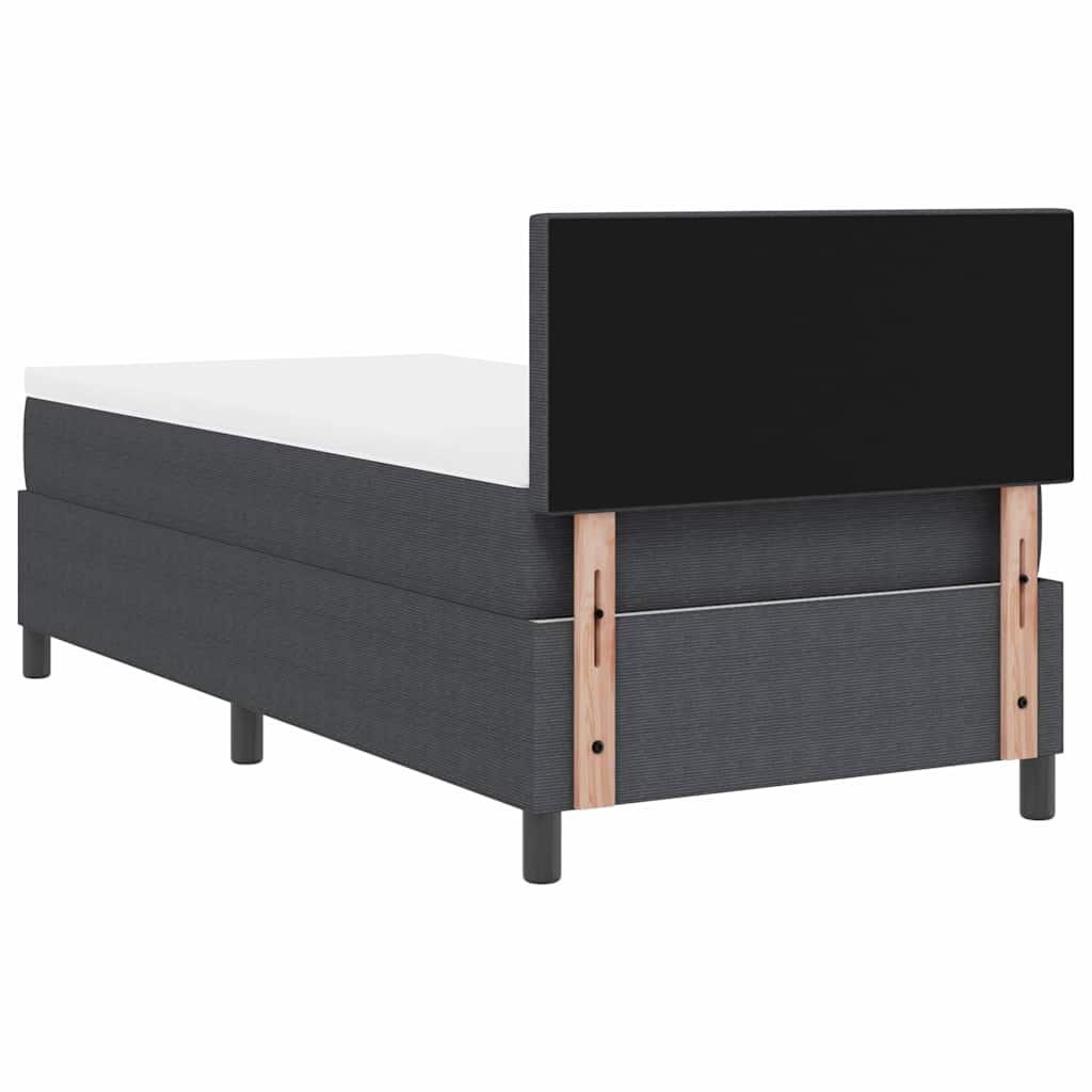 Box Spring Seng Mørkegrå Og Hvid 203 90 88 Cm Corduroy Stof - Billede 10