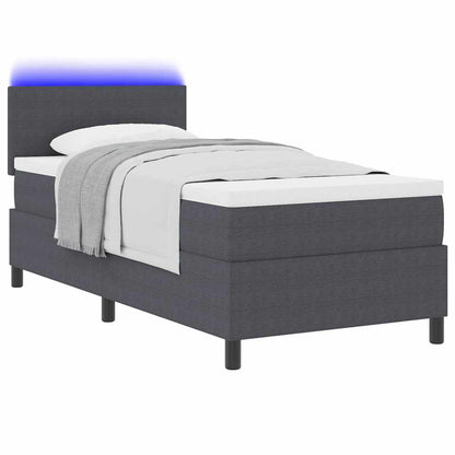 Box Spring Seng Mørkegrå Og Hvid 203 90 88 Cm Corduroy Stof - Billede 3