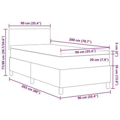 Box Spring Seng Mørkegrå Og Hvid 203 90 88 Cm Corduroy Stof - Billede 13
