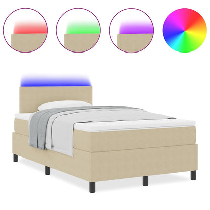 Box Spring Seng Lys Grå Og Hvid 203 X 120 X 88 Cm Corduroy Stof - Billede 4