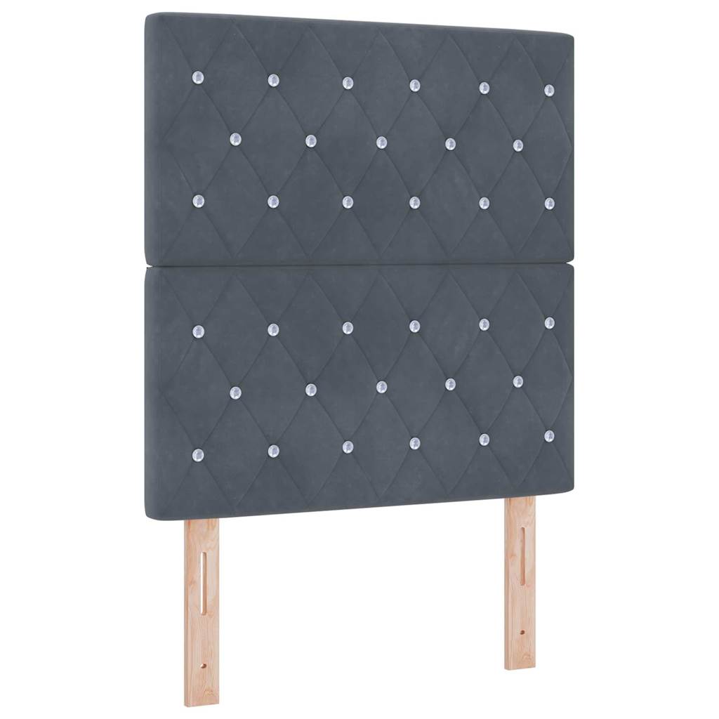 Fløjl Sengegavl Argyle Med Hovedgærde Mørkegrå 80 Cm Fløjl - Billede 2