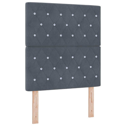 Fløjl Sengegavl Argyle Med Hovedgærde Mørkegrå 80 Cm Fløjl - Billede 2