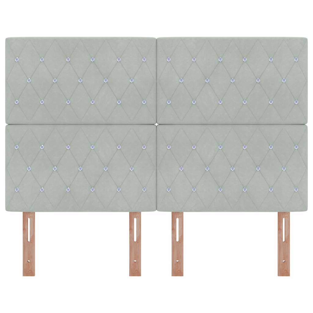 Fløjl Sengegavl Argyle Med Hovedgærde Lysegrå 140 Cm Fløjl - Billede 4