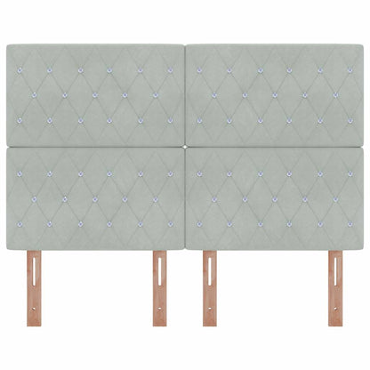 Fløjl Sengegavl Argyle Med Hovedgærde Lysegrå 140 Cm Fløjl - Billede 4