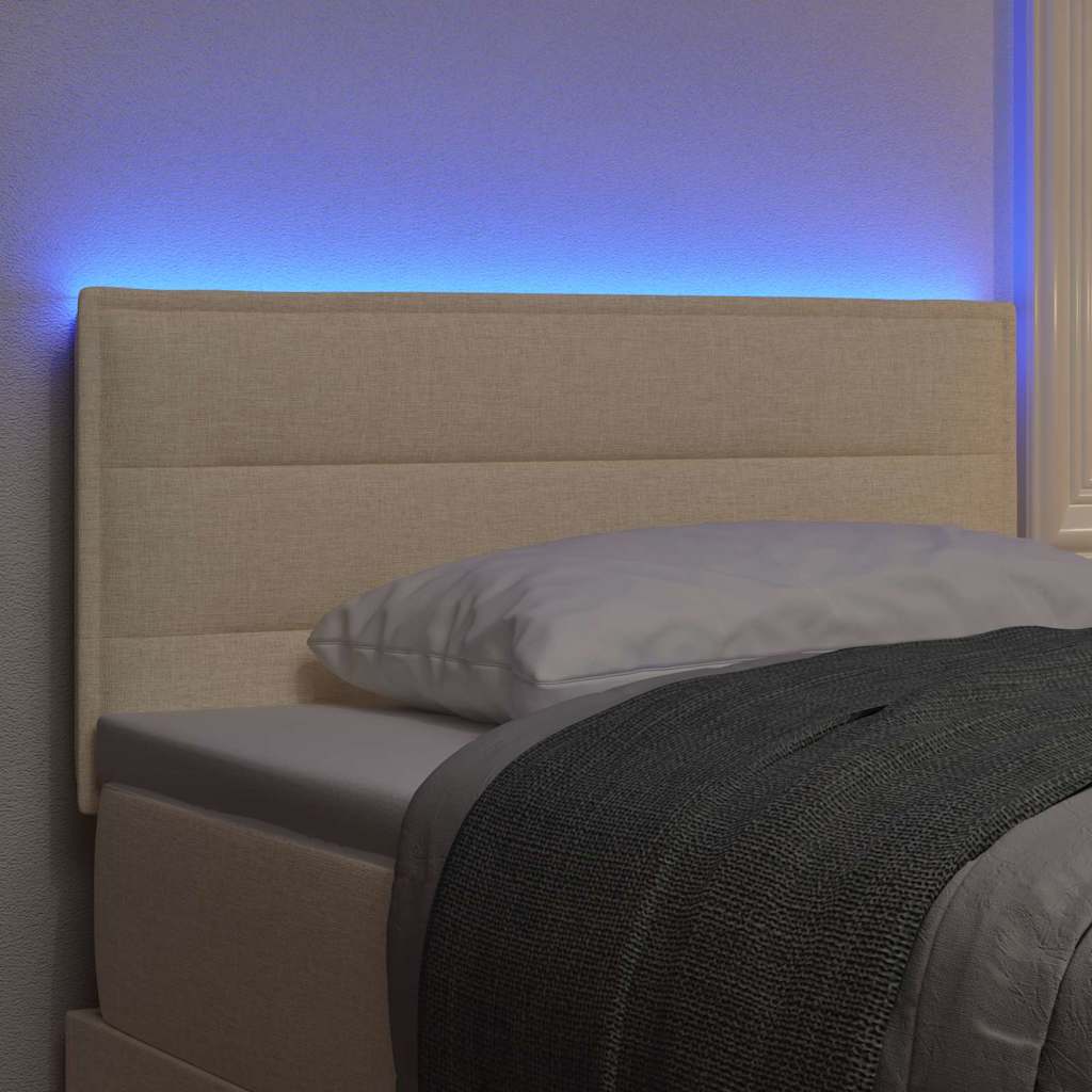 Led Sengegavl Med Led -strimmellys Vægmonteret Creme 80 Cm Stof - Billede 5