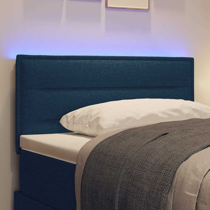 Led Sengegavl Med Led -strimmellys Vægmonteret Blå 100 Cm Stof - Billede 5