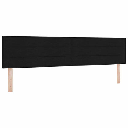 Led Sengegavl Med Led -strimmellys Vægmonteret Sort 200 Cm Stof - Billede 2