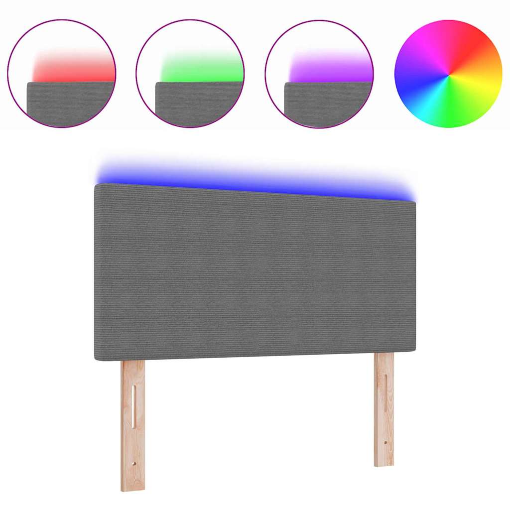 Led Sengegavl Med Led -strimmellys Lysegrå 100 Cm Stof - Billede 3