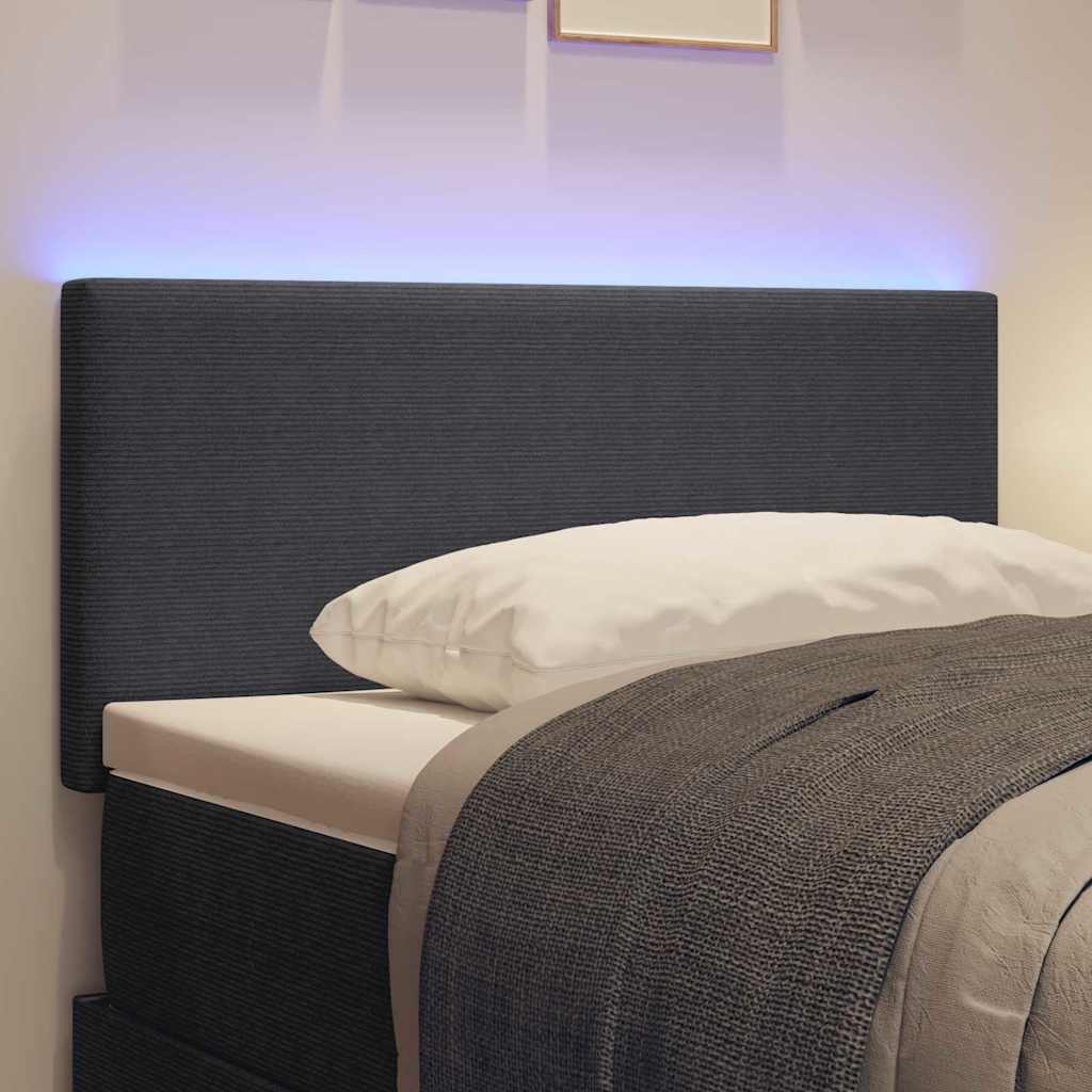 Led Sengegavl Med Led -strimmellys Mørkegrå 100 Cm Stof - Billede 5
