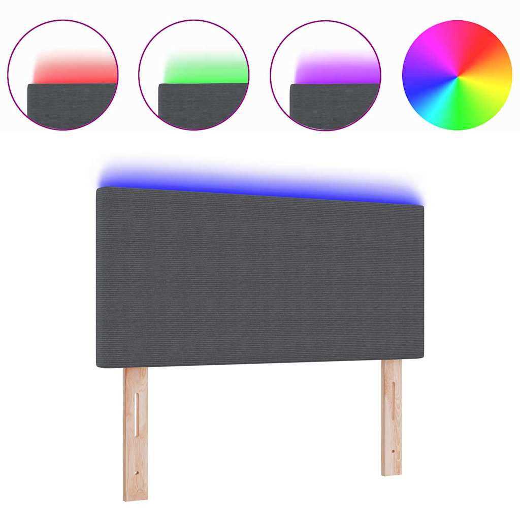 Led Sengegavl Med Led -strimmellys Mørkegrå 100 Cm Stof - Billede 3