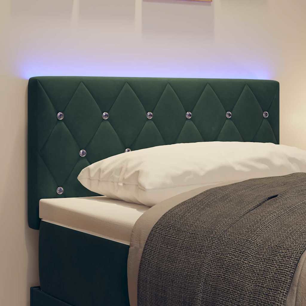 Led Sengegavl Med Led -strimmellys Argyle Mørkegrøn 80 Cm Fløjl - Billede 5