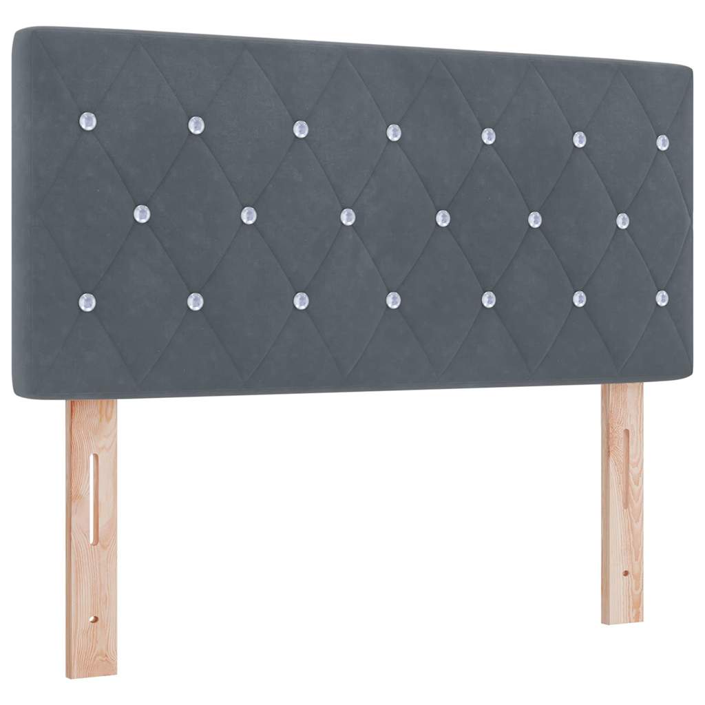 Led Sengegavl Med Led -strimmellys Argyle Mørkegrå 90 Cm Fløjl - Billede 2