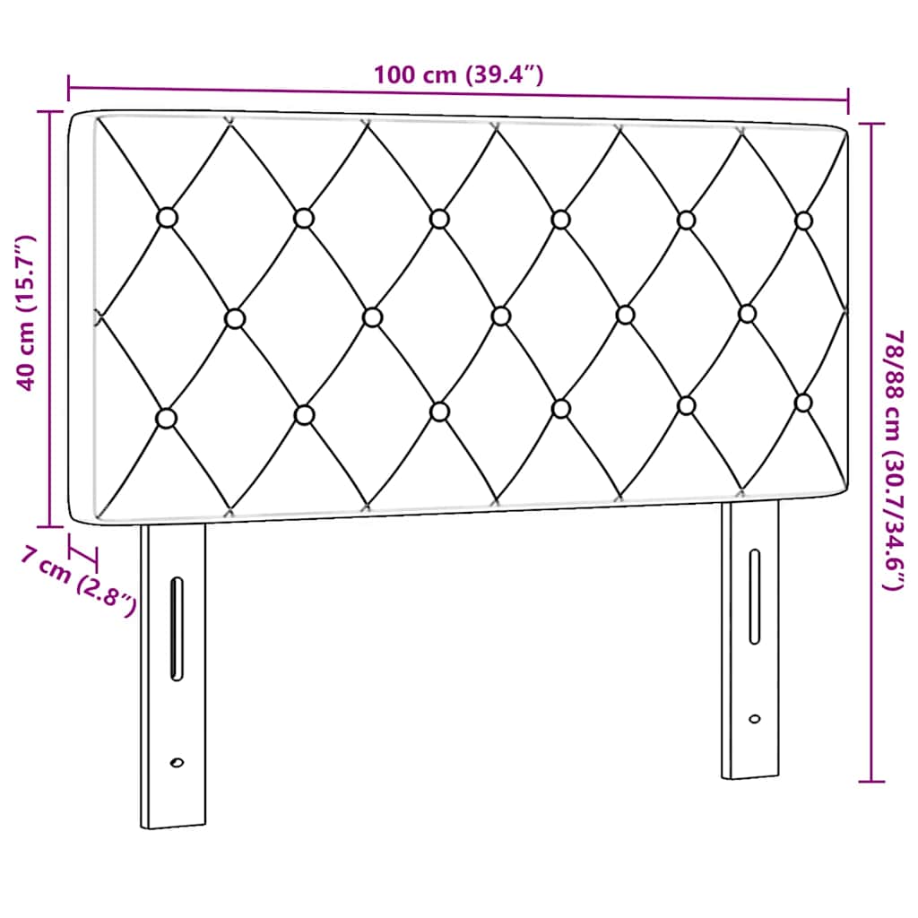 Led Sengegavl Med Led -strimmellys Argyle Sort 100 Cm Fløjl - Billede 9