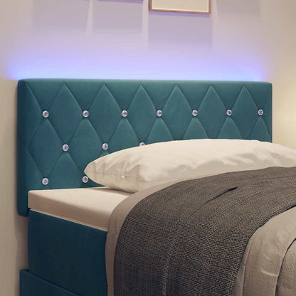 Led Sengegavl Med Led -strimmellys Argyle Mørkeblå 100 Cm Fløjl - Billede 5