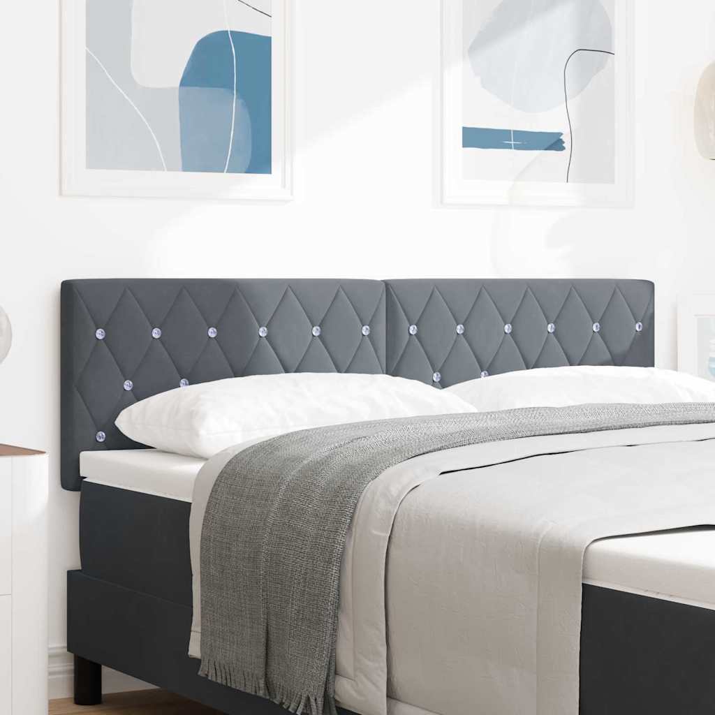 Led Sengegavl Med Led -strimmellys Argyle Mørkegrå 144 Cm Fløjl - Hovedbillede