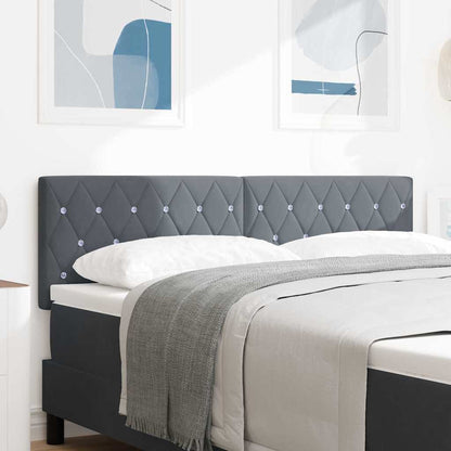 Led Sengegavl Med Led -strimmellys Argyle Mørkegrå 144 Cm Fløjl - Hovedbillede