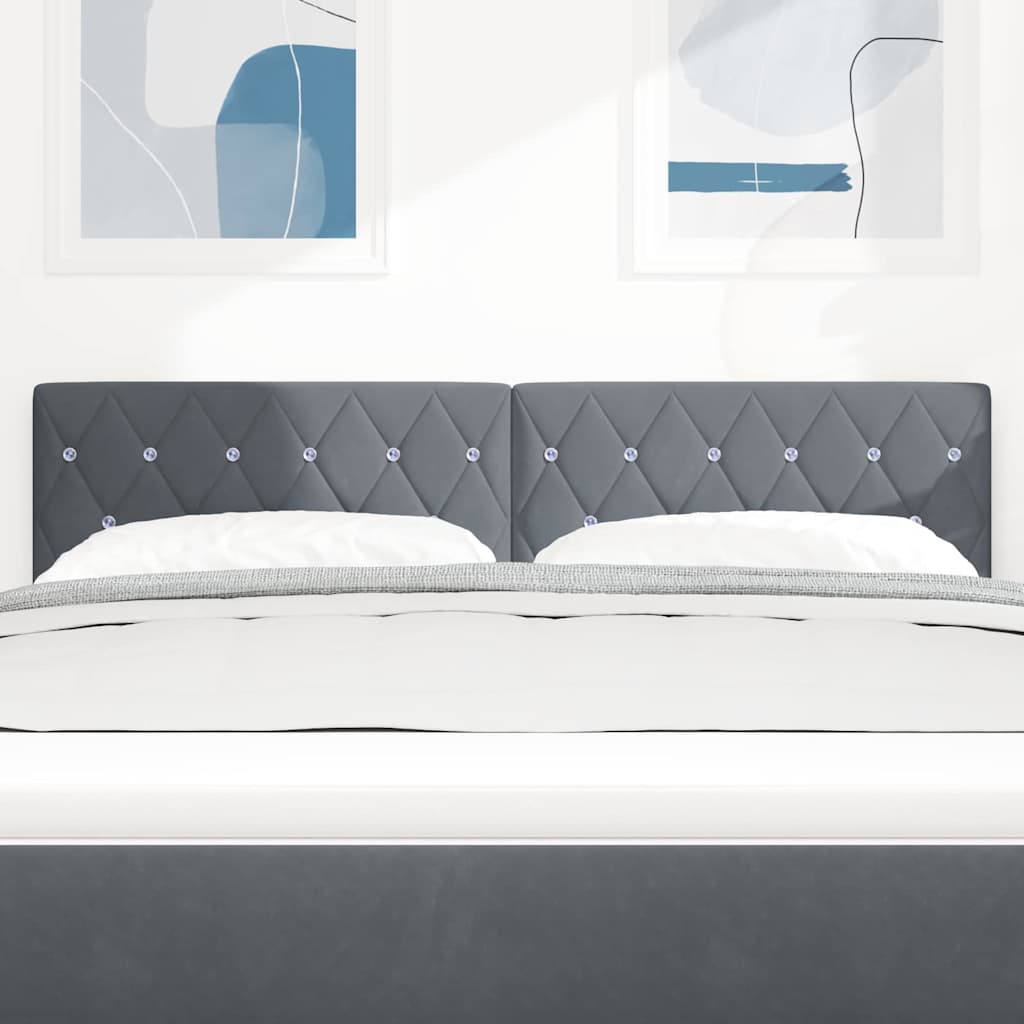 Led Sengegavl Med Led -strimmellys Argyle Mørkegrå 144 Cm Fløjl - Billede 4