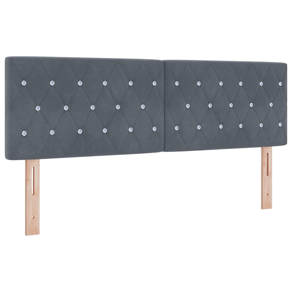 Led Sengegavl Med Led -strimmellys Argyle Mørkegrå 144 Cm Fløjl - Billede 2