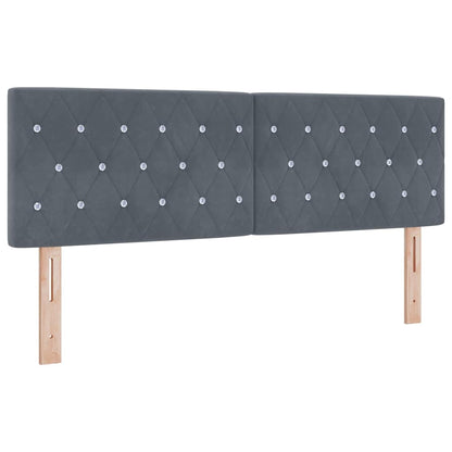 Led Sengegavl Med Led -strimmellys Argyle Mørkegrå 144 Cm Fløjl - Billede 2
