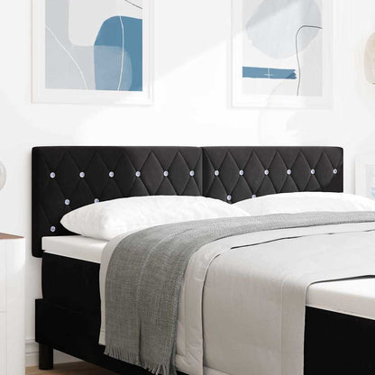 Led Sengegavl Med Led -strimmellys Argyle Sort 144 Cm Fløjl - Hovedbillede