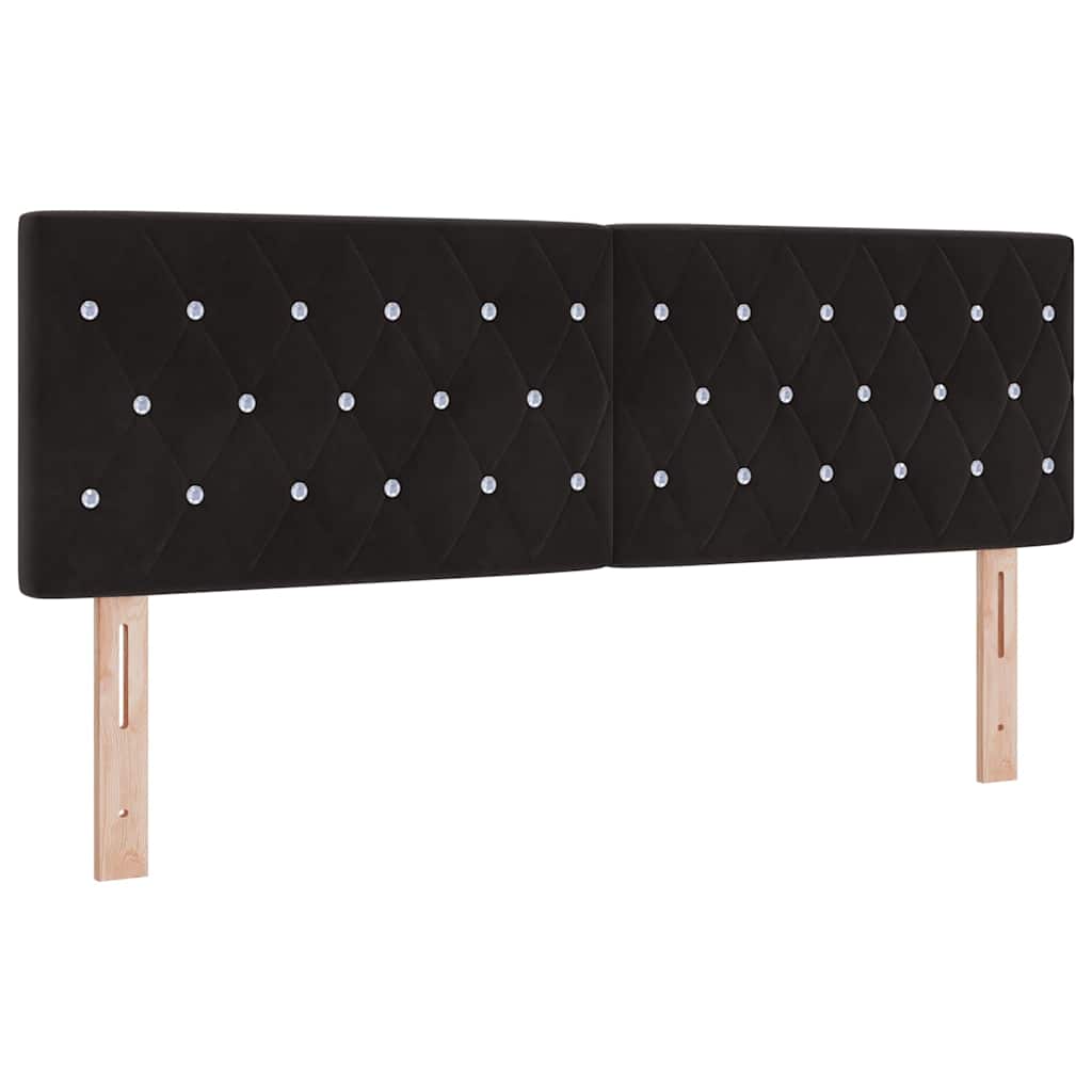 Led Sengegavl Med Led -strimmellys Argyle Sort 144 Cm Fløjl - Billede 2