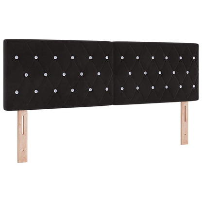 Led Sengegavl Med Led -strimmellys Argyle Sort 144 Cm Fløjl - Billede 2