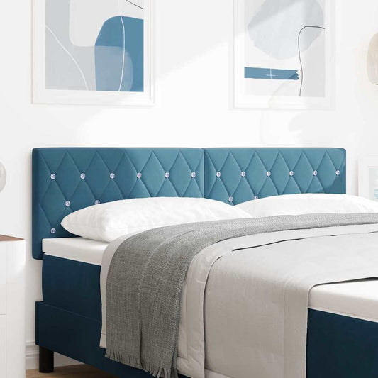 Led Sengegavl Med Led -strimmellys Argyle Mørkeblå 144 Cm Fløjl - Hovedbillede