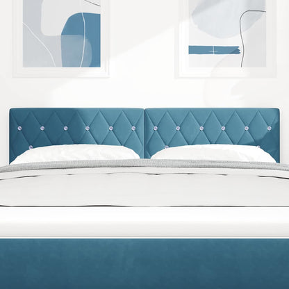 Led Sengegavl Med Led -strimmellys Argyle Mørkeblå 144 Cm Fløjl - Billede 4