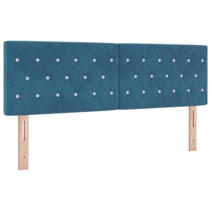 Led Sengegavl Med Led -strimmellys Argyle Mørkeblå 144 Cm Fløjl - Billede 2