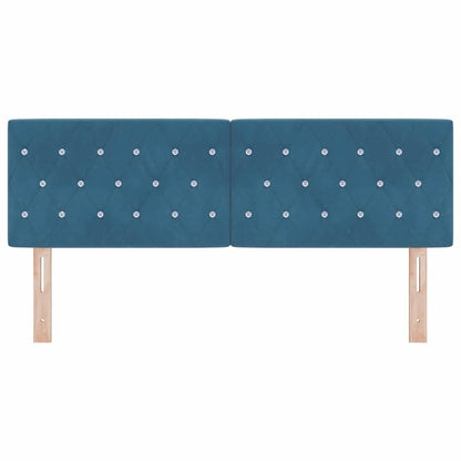 Led Sengegavl Med Led -strimmellys Argyle Mørkeblå 144 Cm Fløjl - Billede 6