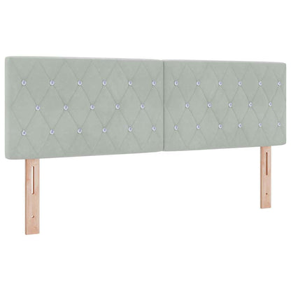 Led Sengegavl Med Led -strimmellys Argyle Lysegrå 80 Cm Fløjl - Billede 2