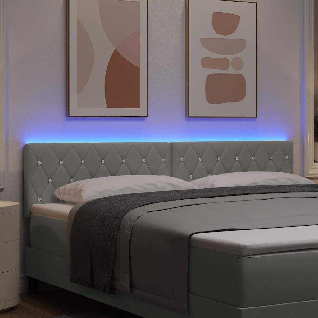 Led Sengegavl Med Led -strimmellys Argyle Lysegrå 90 Cm Fløjl - Billede 5