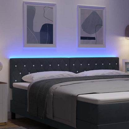 Led Sengegavl Med Led -strimmellys Argyle Mørkegrå 90 Cm Fløjl - Billede 5