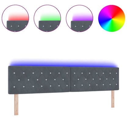 Led Sengegavl Med Led -strimmellys Argyle Mørkegrå 100 Cm Fløjl - Billede 3