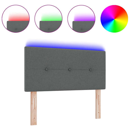 Led Sengegavl Med Led -strimmellys Mørkegrå 80 Cm Stof - Billede 3