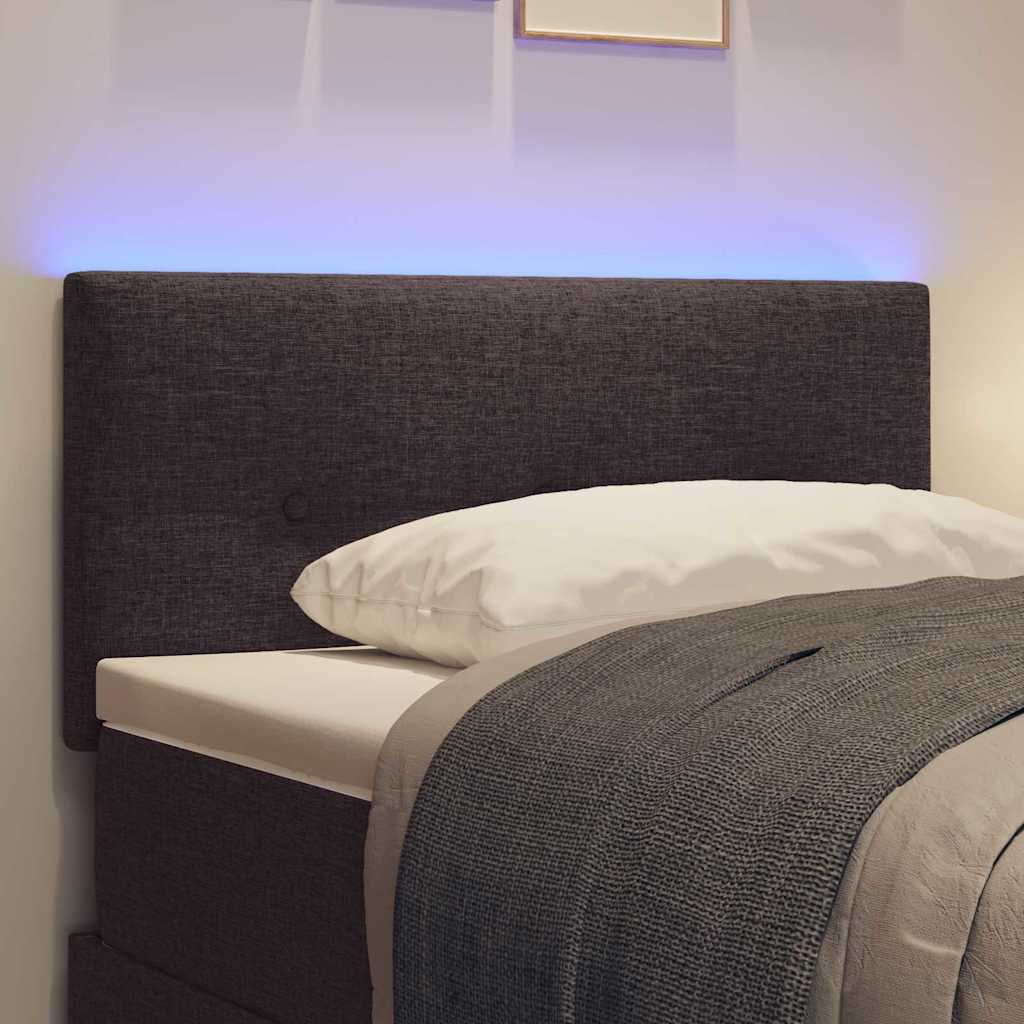 Led Sengegavl Med Led -strimmellys Mørkebrun 80 Cm Stof - Billede 5