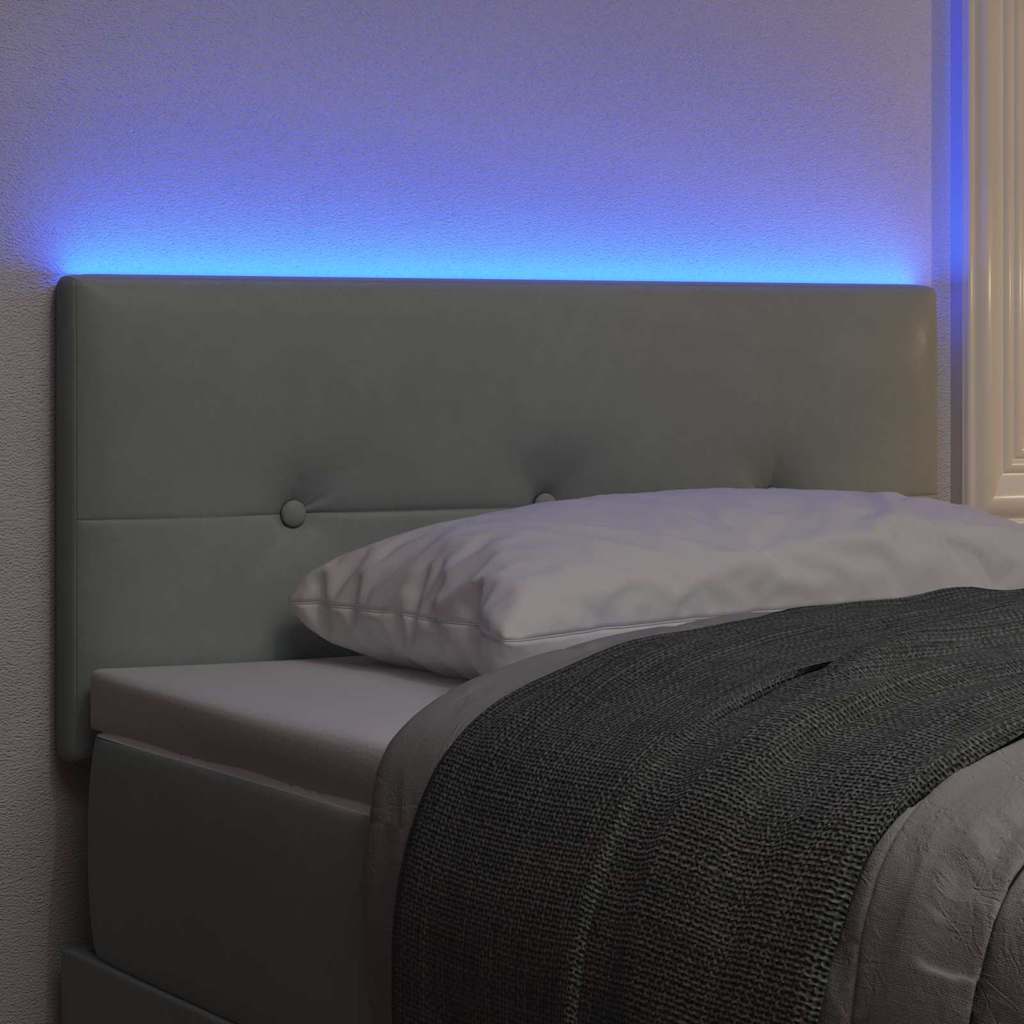 Hovedgærde Med Led -strimmellys Lysegrå 80 Cm Fløjl - Billede 5