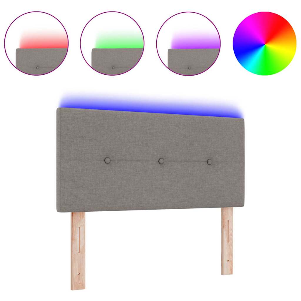 Led Sengegavl Med Led -strimmellys Gråbrun 90 Cm Stof - Billede 3