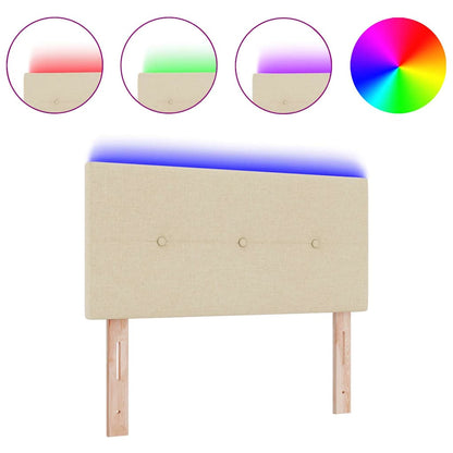 Led Sengegavl Med Led -strimmellys Creme 90 Cm Stof - Billede 3