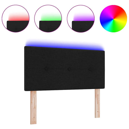 Led Sengegavl Med Led -strimmellys Manuel Sort 100 Cm Stof - Billede 3