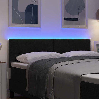 Led Sengegavl Med Led -strimmellys Sort 144 Cm Stof - Billede 5