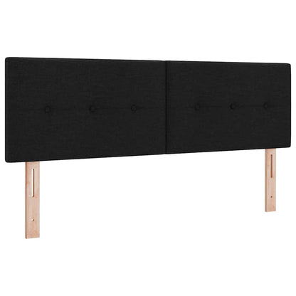 Led Sengegavl Med Led -strimmellys Sort 144 Cm Stof - Billede 2