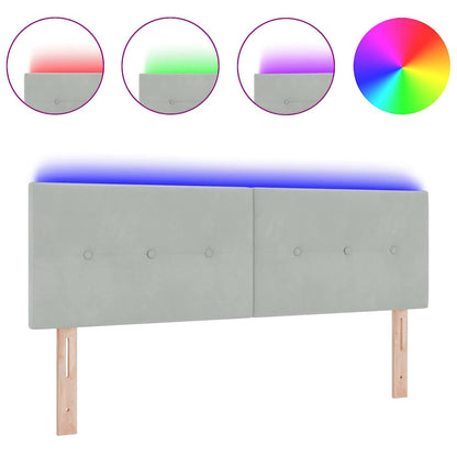Hovedgærde Med Led -strimmellys Lysegrå 72 Cm Fløjl - Billede 3