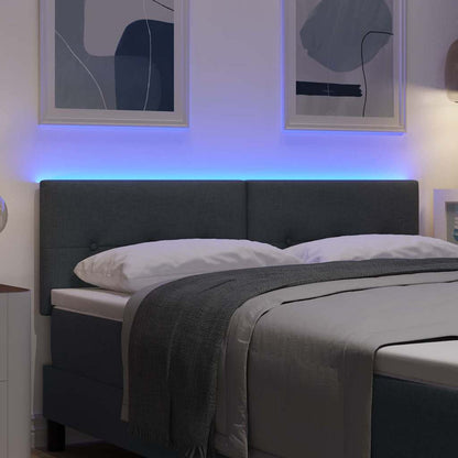 Led Sengegavl Med Led -strimmellys Mørkegrå 160 Cm Stof - Billede 5