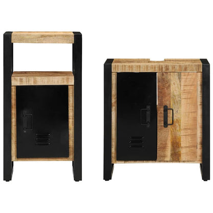 Badeværelsesmøbel Sæt 2 Pcs Brun 55 X 35 X 60 Cm Rå Mango Træ - Billede 6