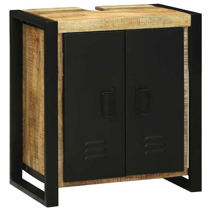 Badeværelsesmøbel Sæt 2 Pcs Brun 55 X 35 X 60 Cm Rå Mango Træ - Billede 6
