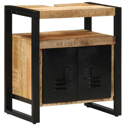 Badeværelsesmøbel Sæt 2 Pcs Brun 55 X 35 X 60 Cm Rå Mango Træ - Billede 5