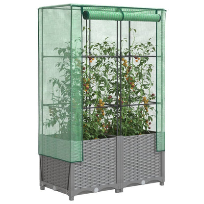 Højbed Med Drivhusovertræk Rattan-Look