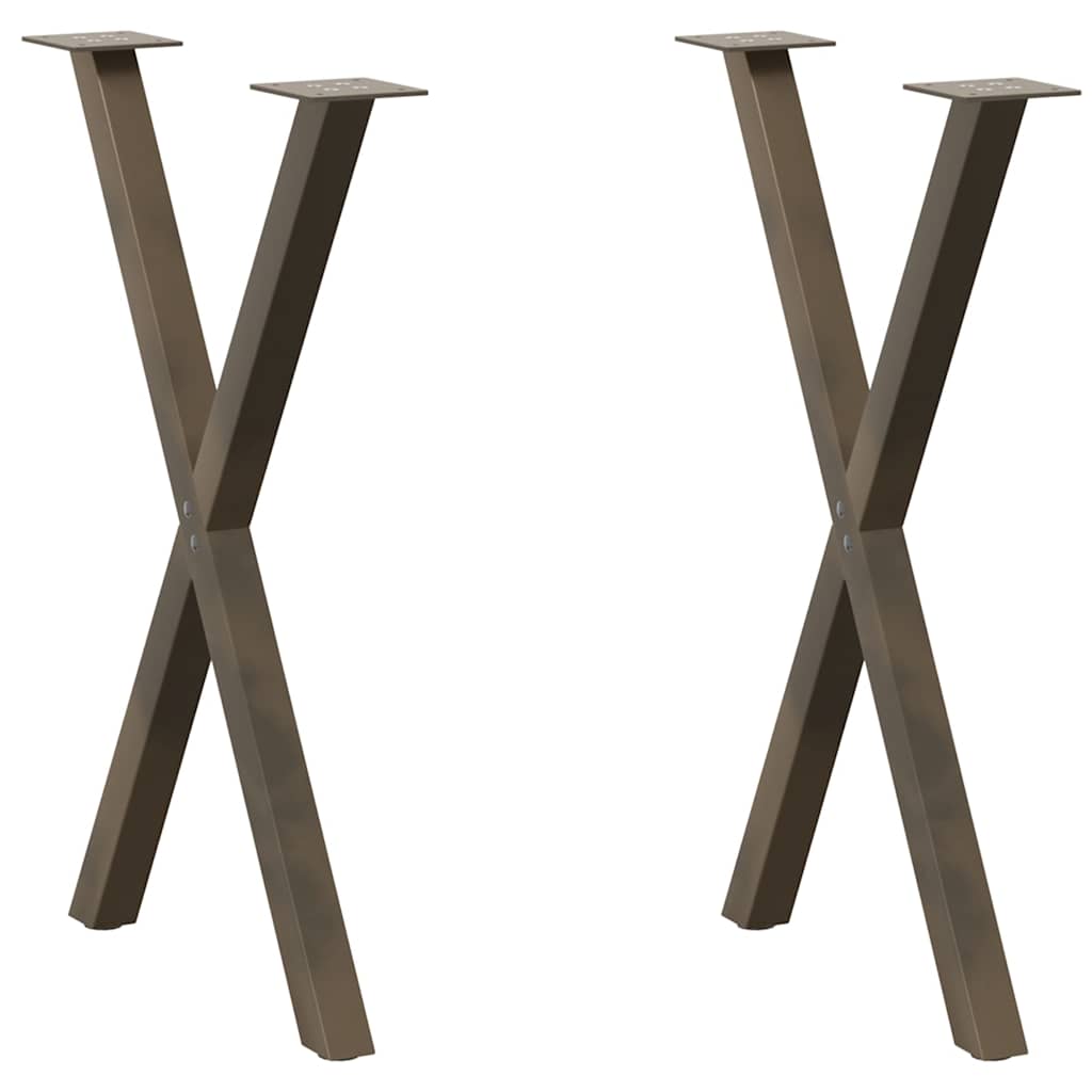 Spisebordsben X-formet 2 Stk. Naturstål 57 X (72-73) Cm Stål - Hovedbillede